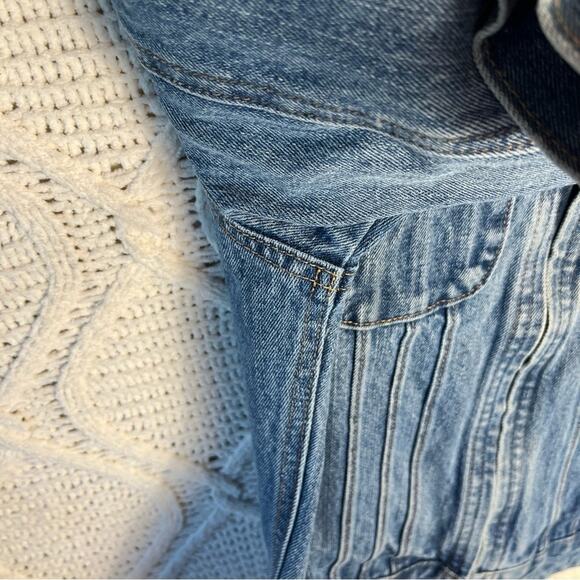 GAP FACTORY Light Wash Cotton Denim Jean Long Sleeve Zip Up Jacket Women XS 90s - Picture 6 of 9